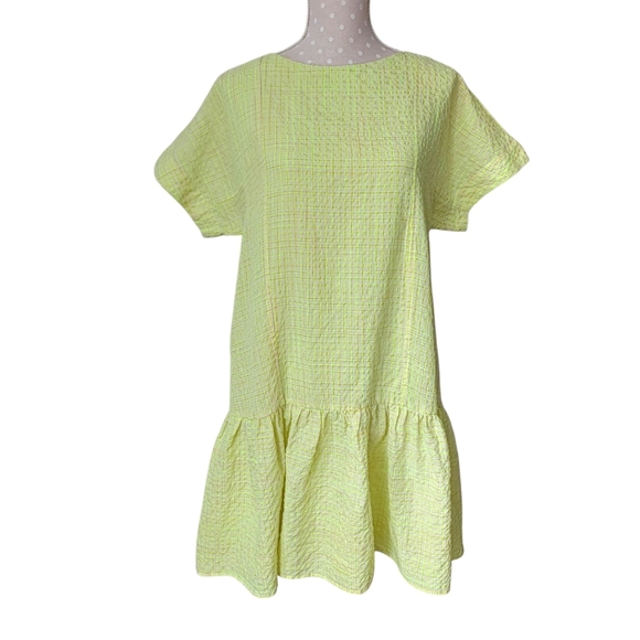 ANTHROPOLOGIE Corey Lynn Calter Mariah Textured Mini Dress S Yellow Green - Picture 1 of 10